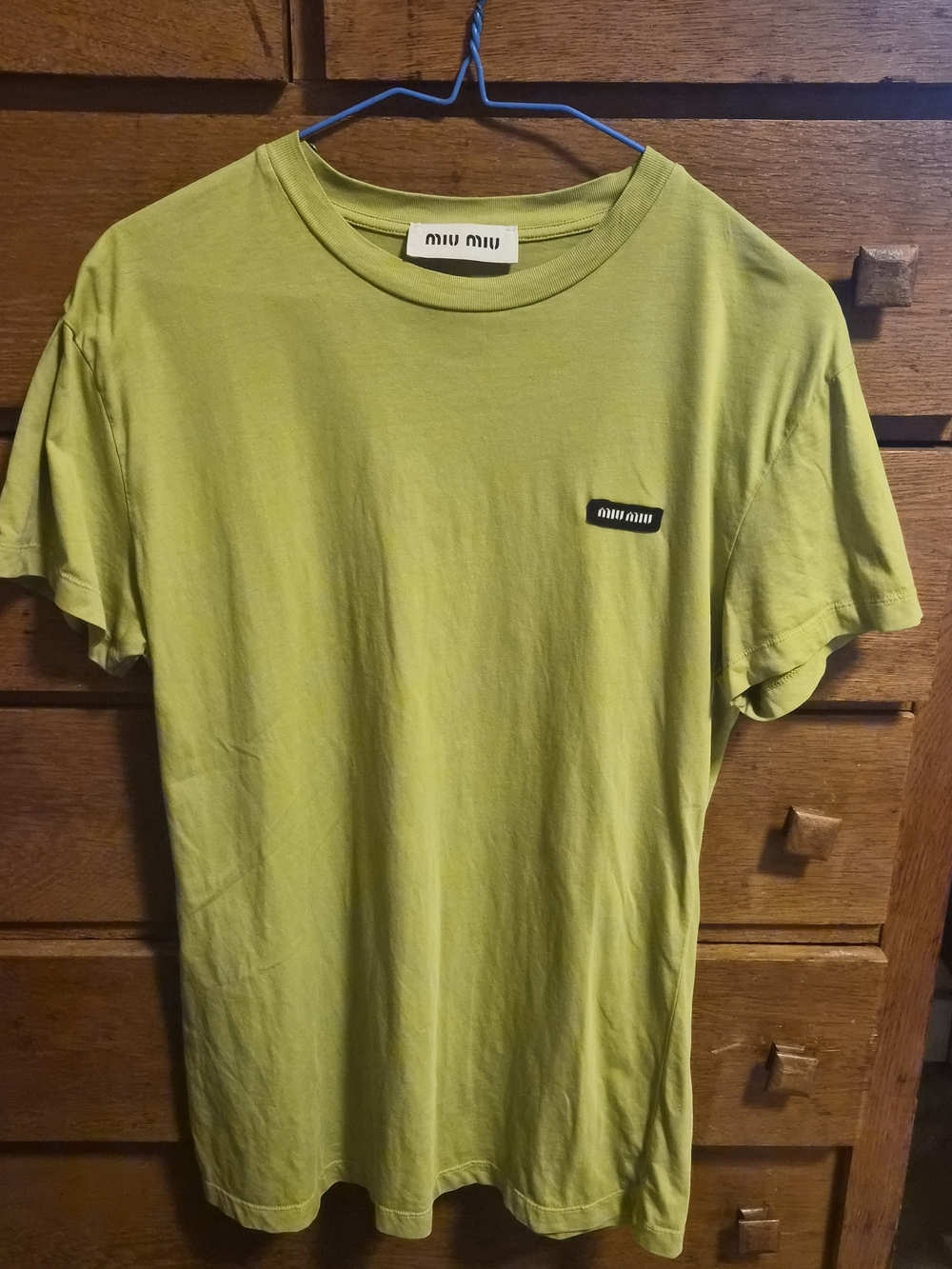Miu Miu Men’s Lime Green Short-Sleeve Crewneck Tee